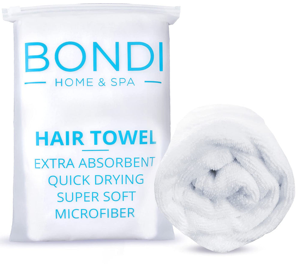 Bondi SPA serviette cheveux microfibre anti-frizz rectangle – réduit les frisottis lors du séchage.