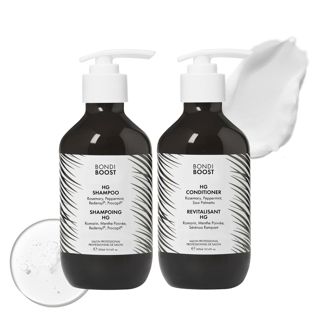BondiBoost HG shampoing anti-chute, flacon versement, pour cheveux plus forts au quotidien.