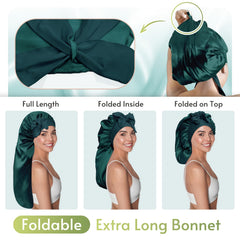BONNET QUEEN, bonnet satin vert foncé, confort et anti-glissement.