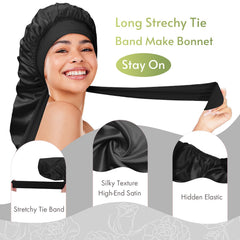 Bonnet Queen tresses en soie avec bande extensible pour un ajustement sans effort