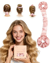 BONNET QUEEN boucleur satin sans chaleur grand crème rose, démonstration du toucher lisse