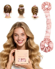 BONNET QUEEN boucleur satin sans chaleur grand crème rose, démonstration du toucher lisse