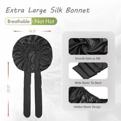 Bonnet-grand-taille-cheveux-boucles-noir BONNET QUEEN offre espace pour volume capillaire.