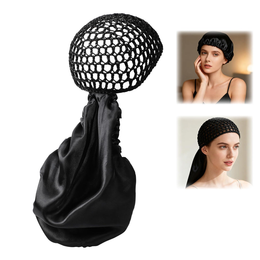 Bonnet satin 2-en-1 avec intérieur double protège les cheveux la nuit