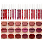 BONNIE CHOICE 18-color matte lipstick set swatches showing vibrant, long-lasting shades