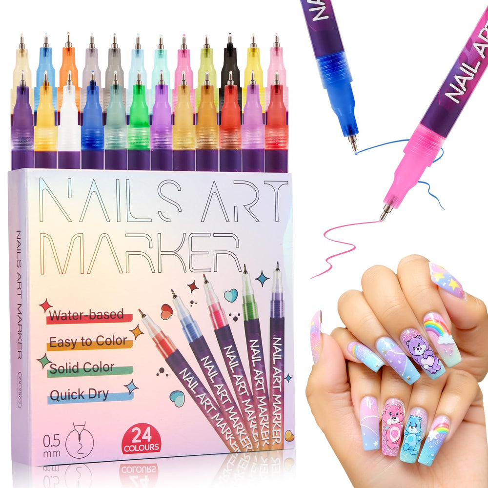 Stylo BONTOP art ongulaire – palette 24 couleurs pour motifs variés.