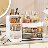 Booklov Organisateur maquillage avec tiroirs blancs pour un rangement élégant et pratique.