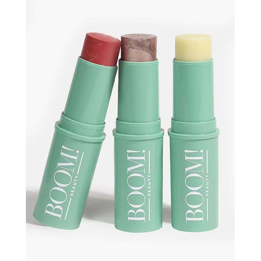 Boomstick Trio Rose Nude: hydratation rapide pour peau mature, fini naturel.