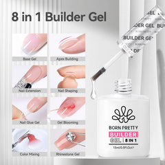 Gel translucide Born Pretty 8-en-1 utile pour extensions et base-coat.