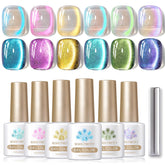Born Pretty Cat Magnetic Eye Gel Nail Polish in Aurora Mermaid Blue with shifting shimmer.