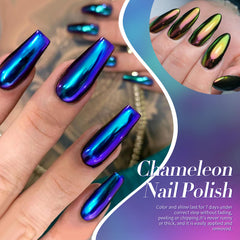Vernis Born Pretty Chameleon Chrome avec paillettes vertes, reflets dynamiques.