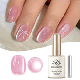 Vernis gel aimanté Born Pretty, œil de chat rose clair-de-lune, effet saisissant.