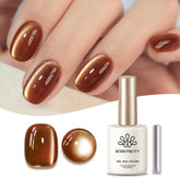 Gel Born Pretty ŒIL DE CHAT Magnétique Brown Moonlight sur ongle naturel.