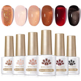 Vernis jelly Born Pretty marron automne offre un fini translucide et éclat.