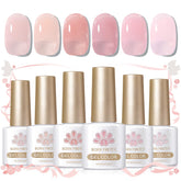 Vernis gel Born Pretty couleur rose translucide – flacons visibles pour un effet brillant