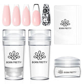 Tampons ongulaires Born Pretty en gel translucide longs et courts, placement précis.