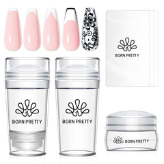 Tampons ongulaires Born Pretty en gel translucide longs et courts, placement précis.
