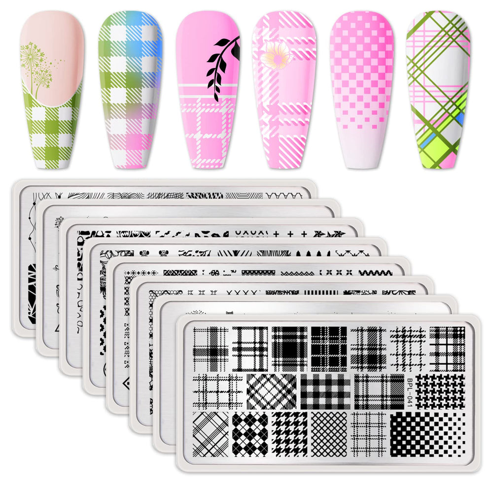Plaque Born Pretty carreaux pour des motifs nets sur les ongles.