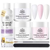 Marque Born Pretty, poudre acrylique transparente pour une finition naturelle.