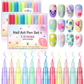 Stylo art ongles Born Pretty avec 12 couleurs néon pour designs vifs.