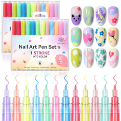 Stylo art ongles Born Pretty avec 12 couleurs néon pour designs vifs.