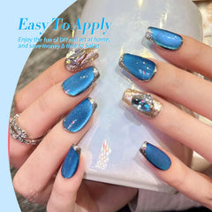 Vernis gel bleu œil-chat magnétique Born Pretty, look unique.