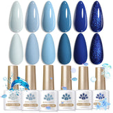 Vernis gel Born Pretty bleu ciel clair pour une manucure lumineuse.
