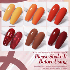 Born Pretty vernis gel brun rouge scintillant, riche et profond pour un look hivernal.