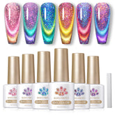 Vernis gel magnétique Born Pretty Chat 9D avec effet caméléon sur ongles.