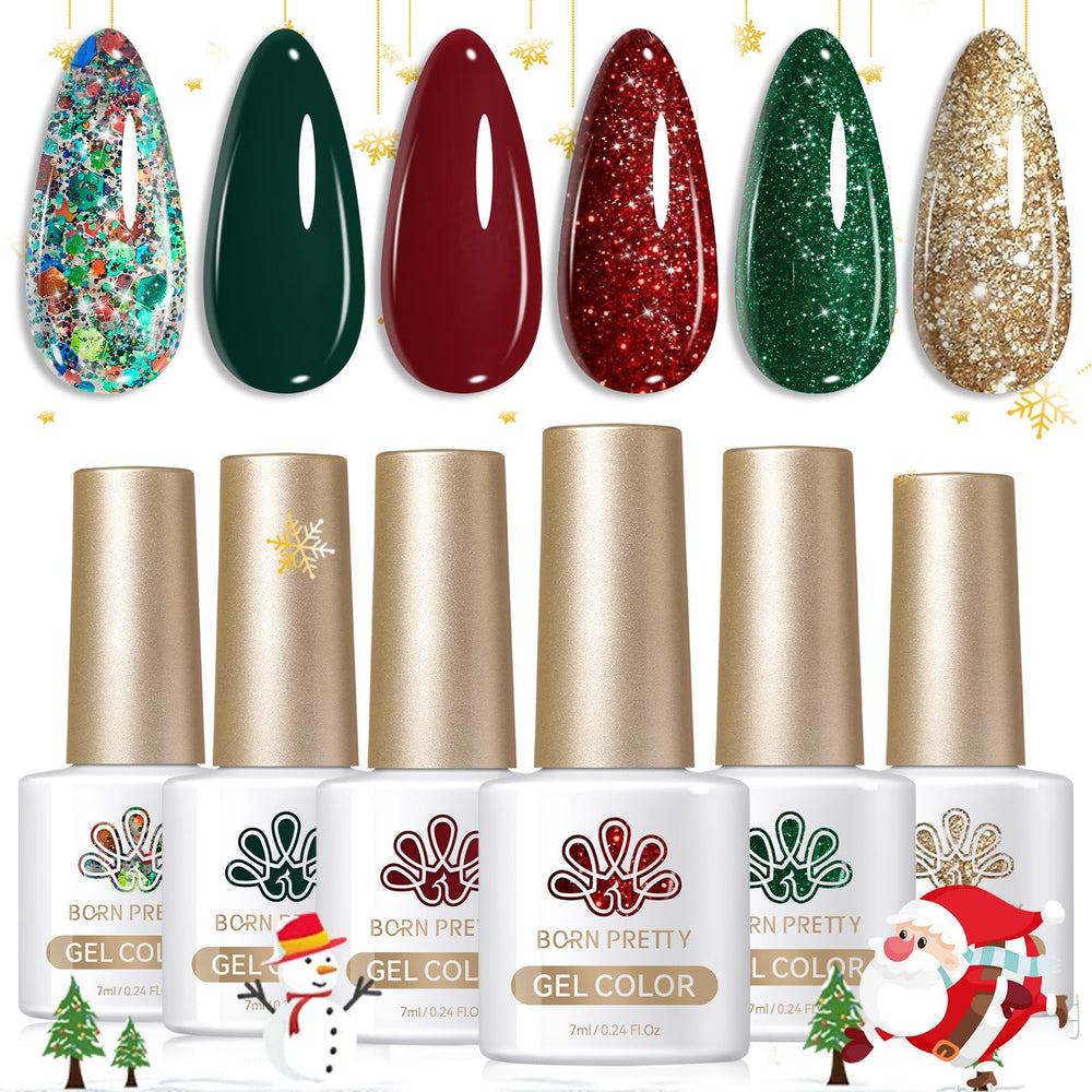 Vernis gel Born Pretty vert scintillant, idéal pour des looks festifs et durables.