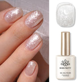 Vernis Gel Born Pretty avec paillettes argent scintillantes pour un fini glamour.