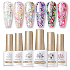 Vernis gel Born Pretty à paillettes rose scintillant prêt pour le nail art