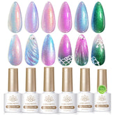Vernis gel Pearl Born Pretty sur ongle, brillance subtile et élégante.