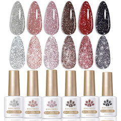 Vernis gel Born Pretty réfléchissant rouge avec paillettes pour un look glamour