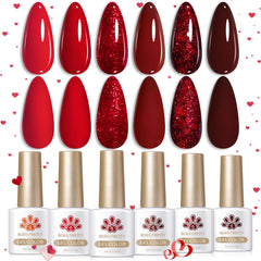 Born Pretty vernis gel rouge 6 couleurs – tendance et durable.