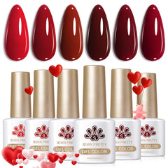 Vernis gel rouge Bordeaux Born Pretty en flacon de 7 ml, teinte profonde et satinée.