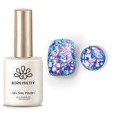 Vernis gel Born Pretty avec sequins multicolores pour une manucure éclatante.