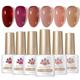 Vernis gel Born Pretty translucide rouge bordeaux pour une manucure élégante.