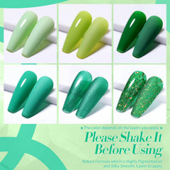Vernis gel vert forêt Born Pretty idéal pour un look nature.