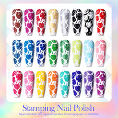 Vernis stamping Born Pretty – pigmentations vives illustrant une application fluide et sans trace.
