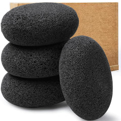Borogo pierre pumice naturelle pour pieds noir, vue avant, exfoliation en douceur.