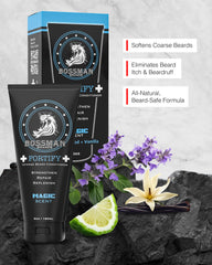 Bossman Fortify – application après-shampoing, barbe douce et peau hydratée.