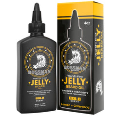 Bossman gel de barbe bouteille Or pour hydratation facile et efficace.