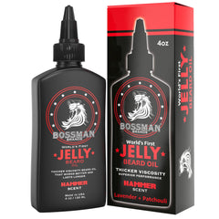 Huile Bossman pour barbe, texture gel, hydratation renforcée et barbe plus nette.