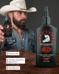 Ingrédients naturels Bossman Jelly pour hydrater les racines et nourrir les poils.