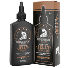 Bossman Jelly Beard Oil Stagecoach, flacon visible, hydratation et parfum distinctifs.