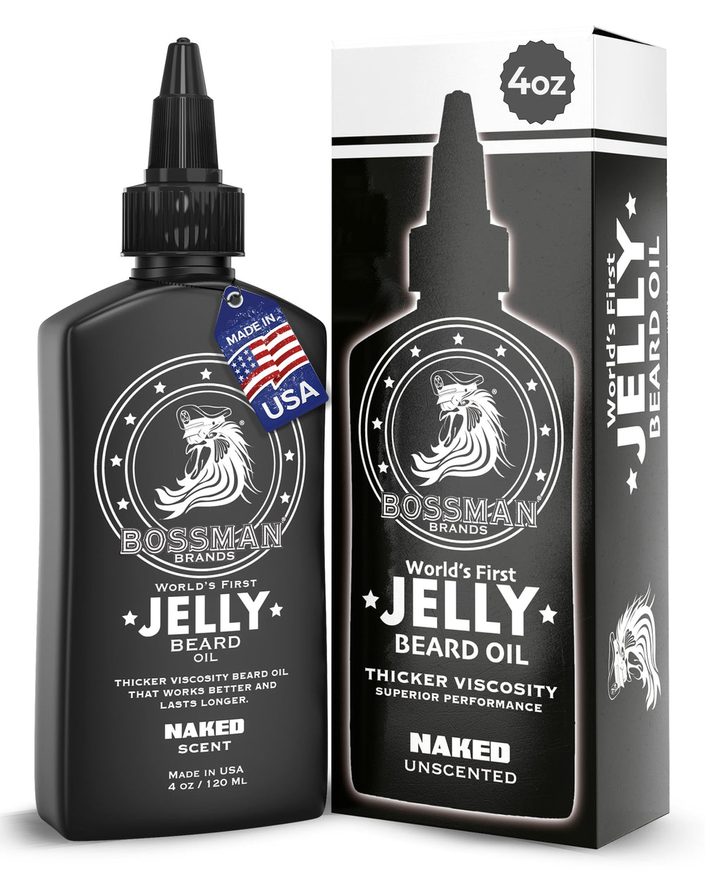 Bossman, bouteille 4 oz d'huile pour barbe prête à hydrater et nourrir la barbe.