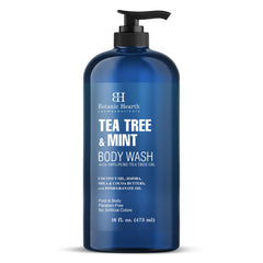 Botanic Hearth, bouteille bain-douche arbre à thé et menthe, hydratation apaisante.