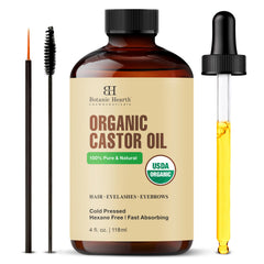 Huile de ricin Botanic Hearth – flacon avec pipette pour une application précise et rapide.