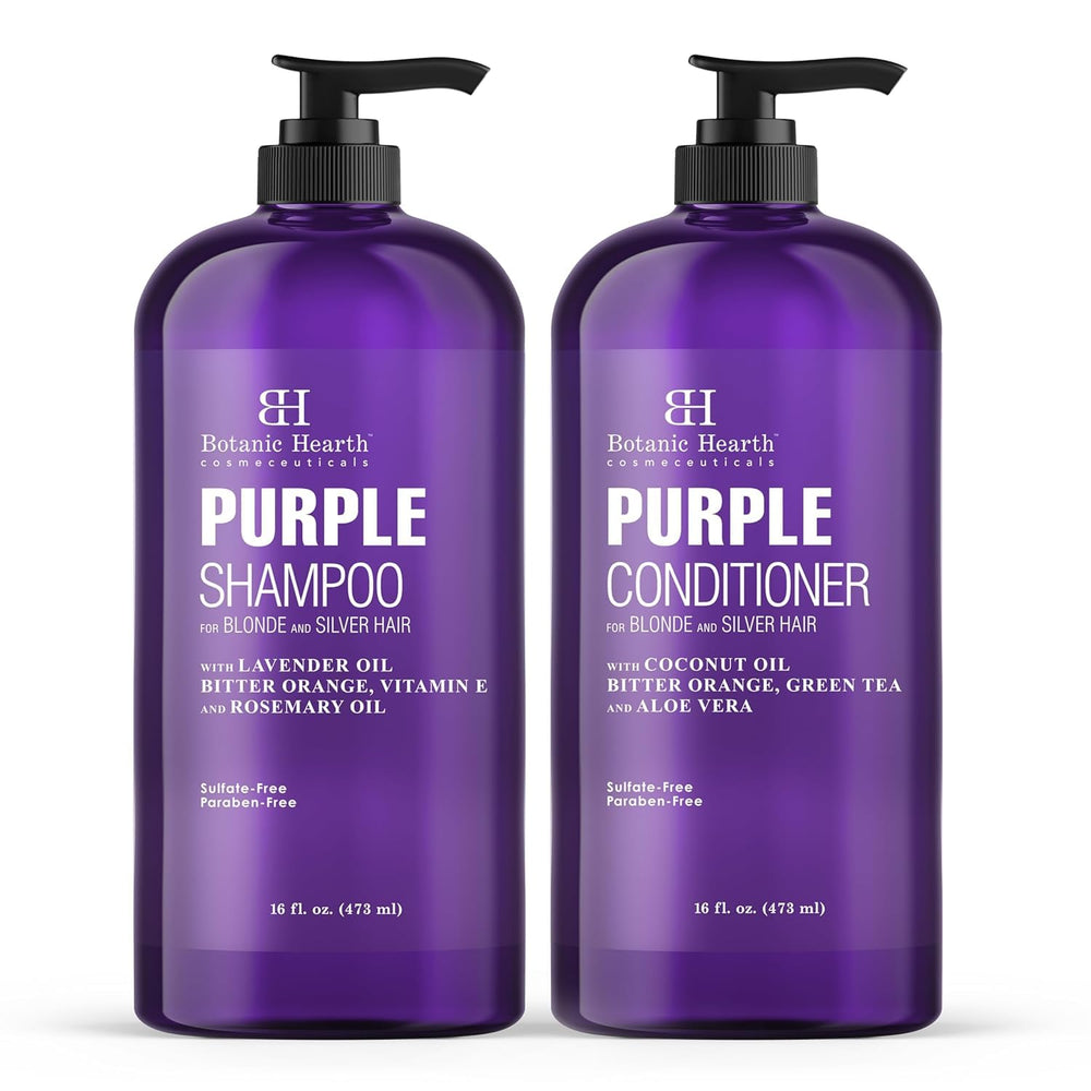 Botanic Hearth shampooing violet pour blond et argent, met en valeur les reflets.
